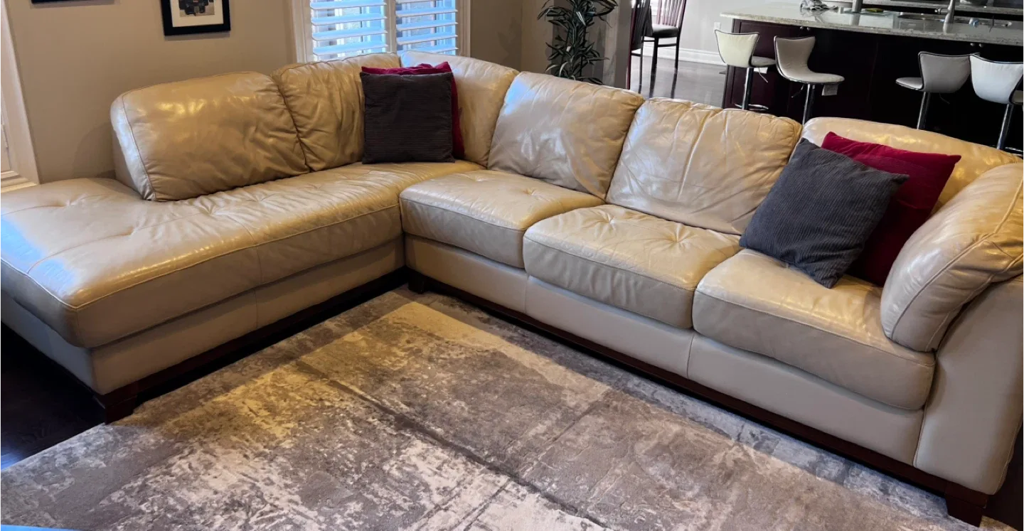 Beige Leather Sectional Sofa image indicator(2)