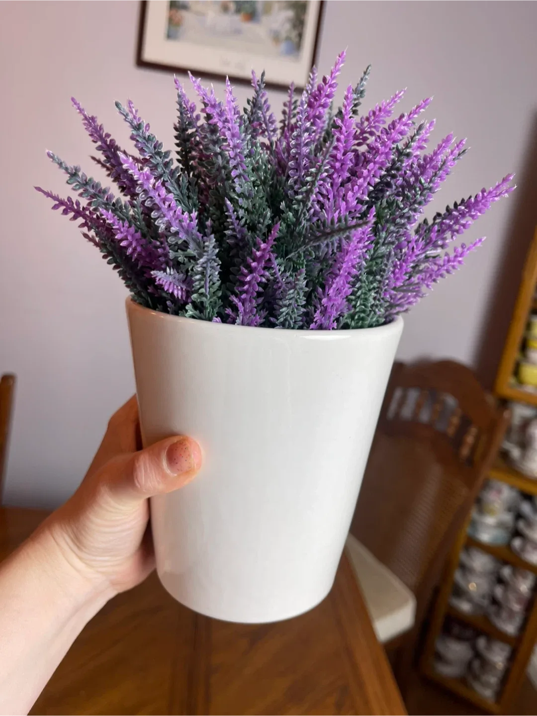 Artificial Lavender Plant in White Pot image indicator(5)