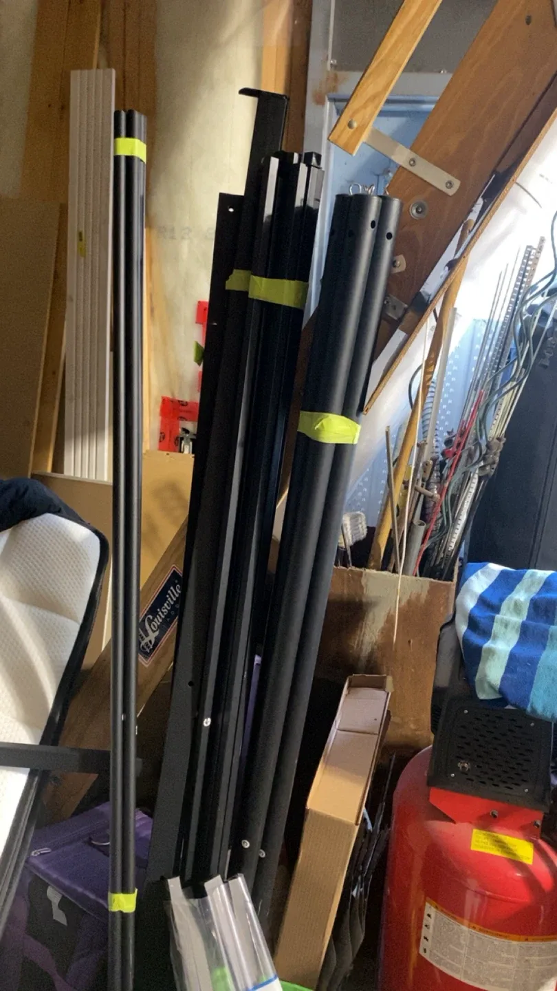 ARFARLY King Size Black Canopy Bed Frame and bed curtains black image indicator(2)