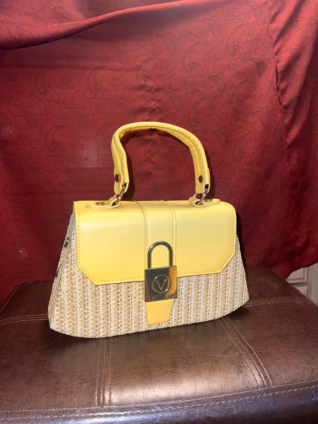 Valentino Yellow Woven Satchel image indicator(2)