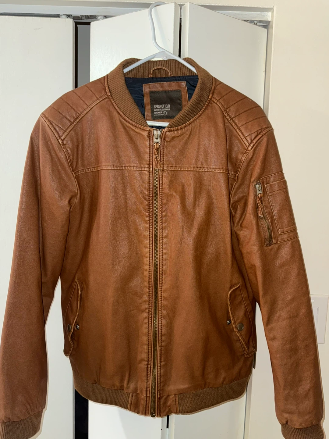Trendy Brown Faux Leather Jacket