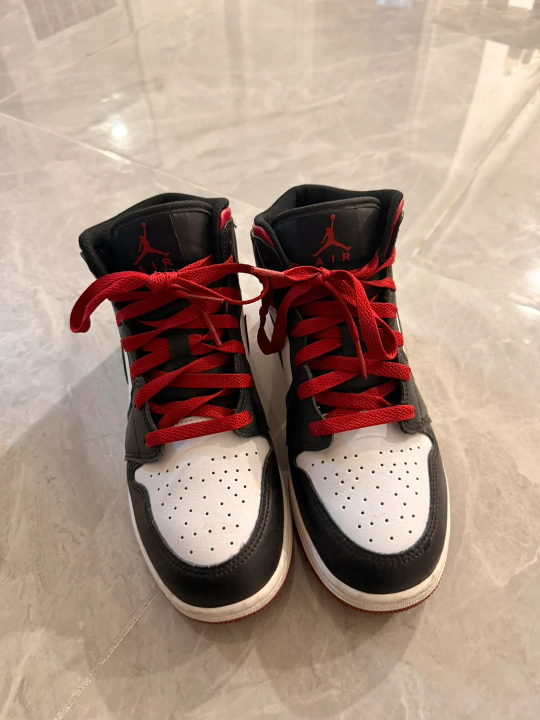 Air Jordan 1 Mid Black White Red - photo 3