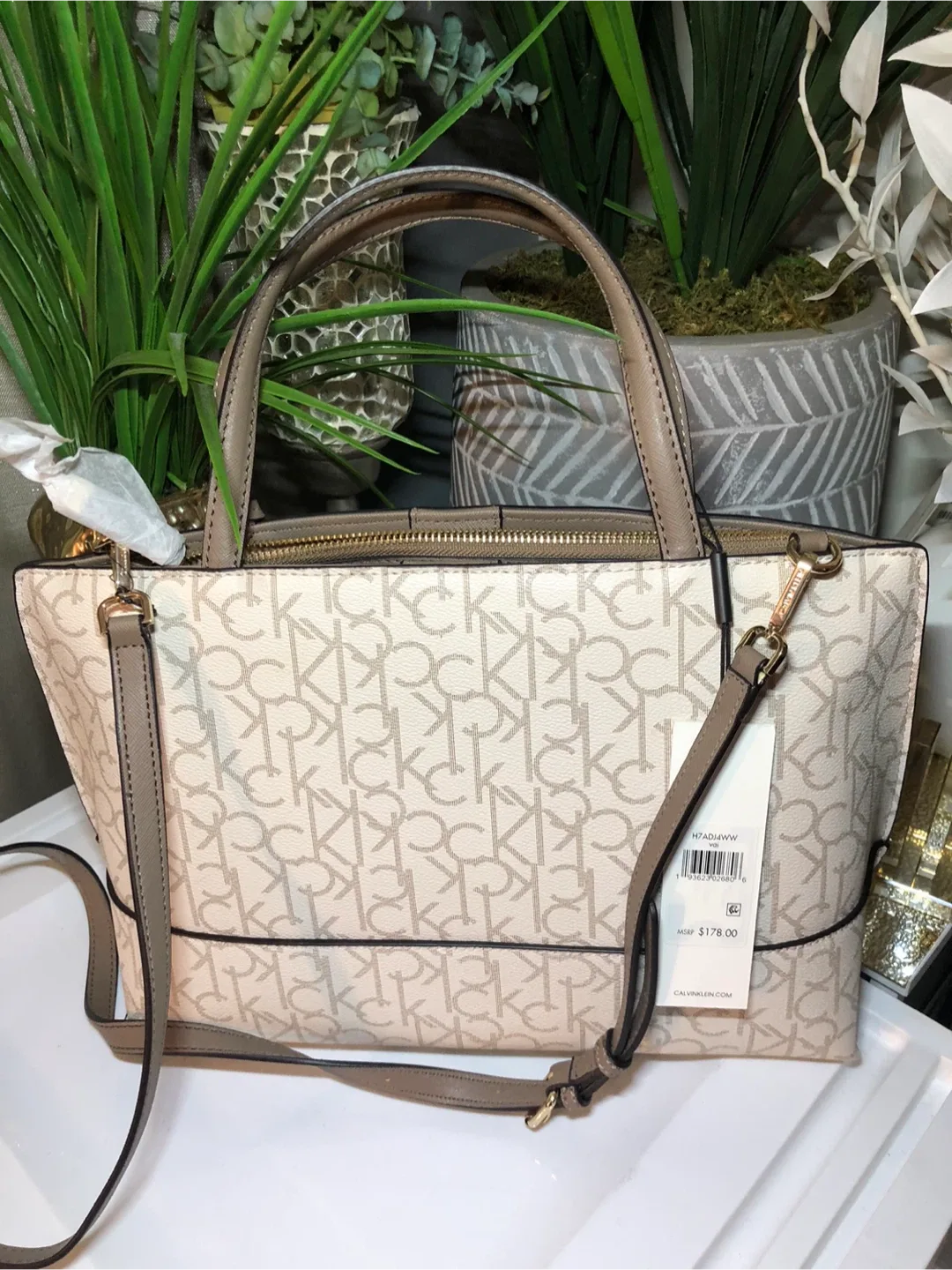 New Calvin Klein Monogram Satchel Bag image indicator(5)