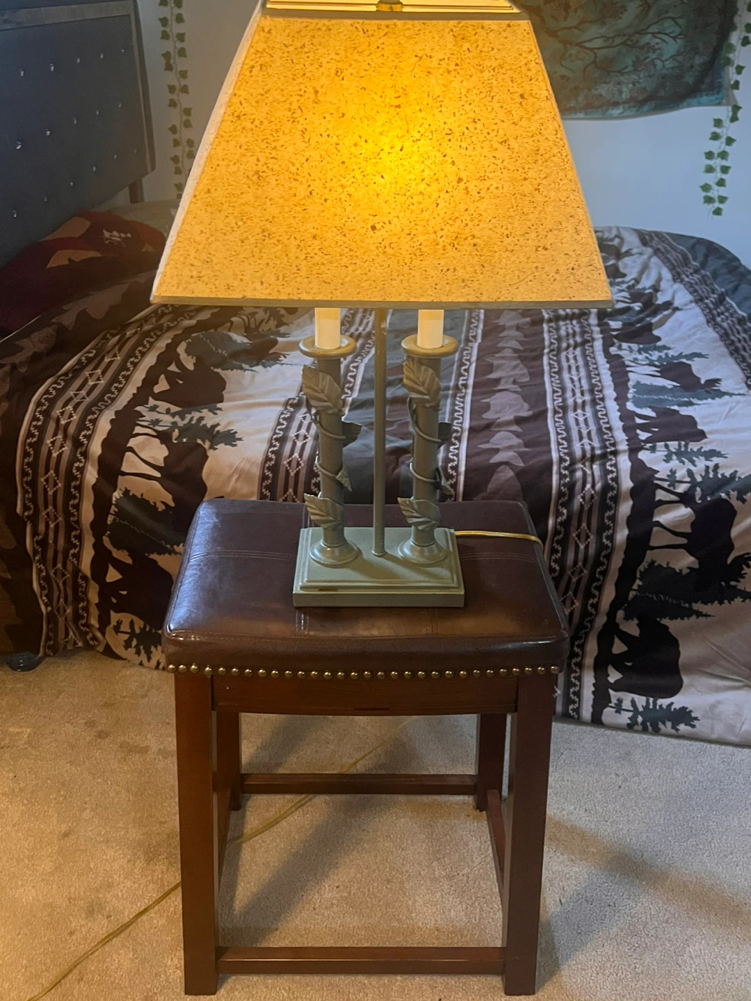 Brown Faux Leather Top Stool - photo 2