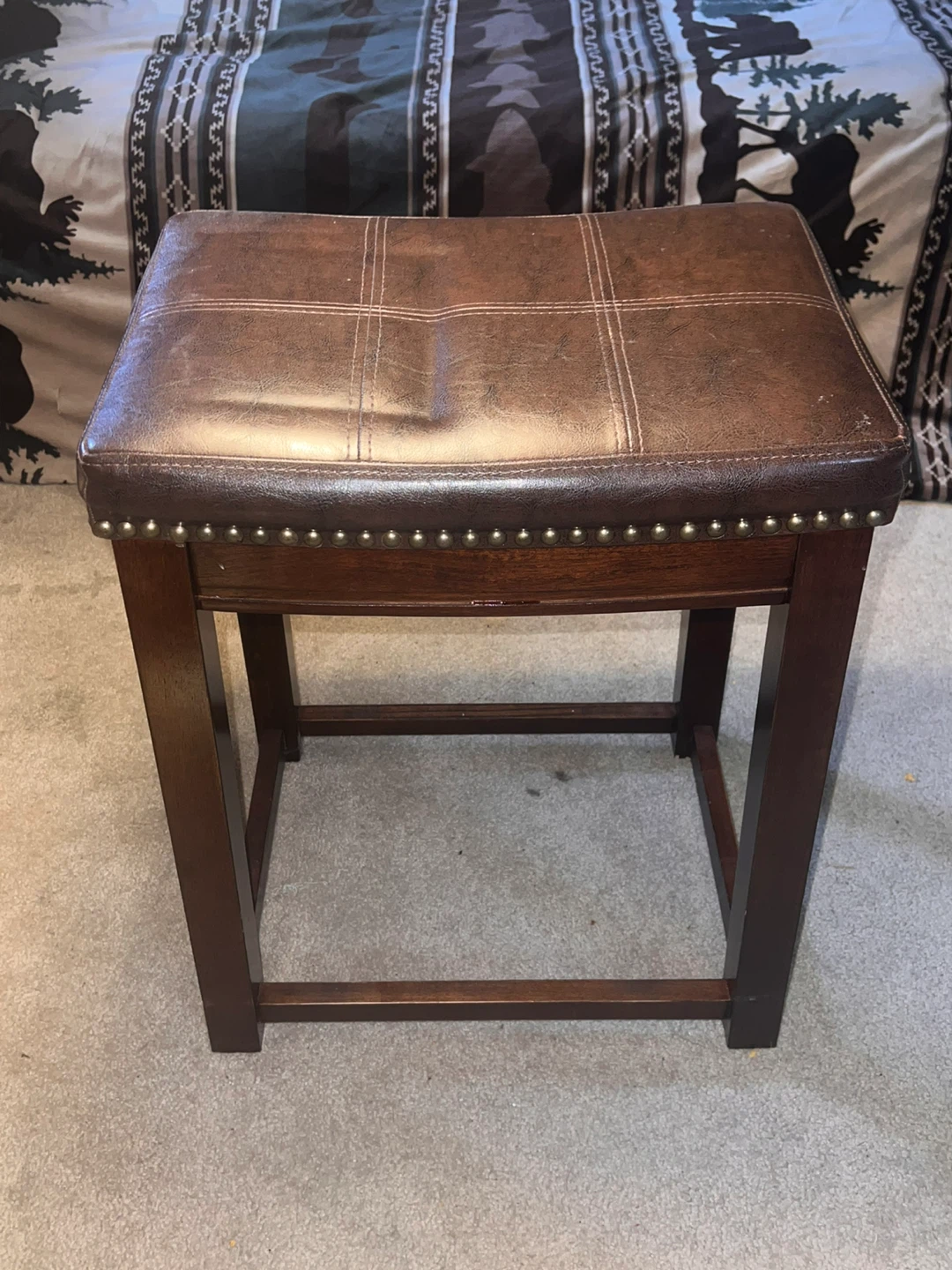 Brown Faux Leather Top Stool