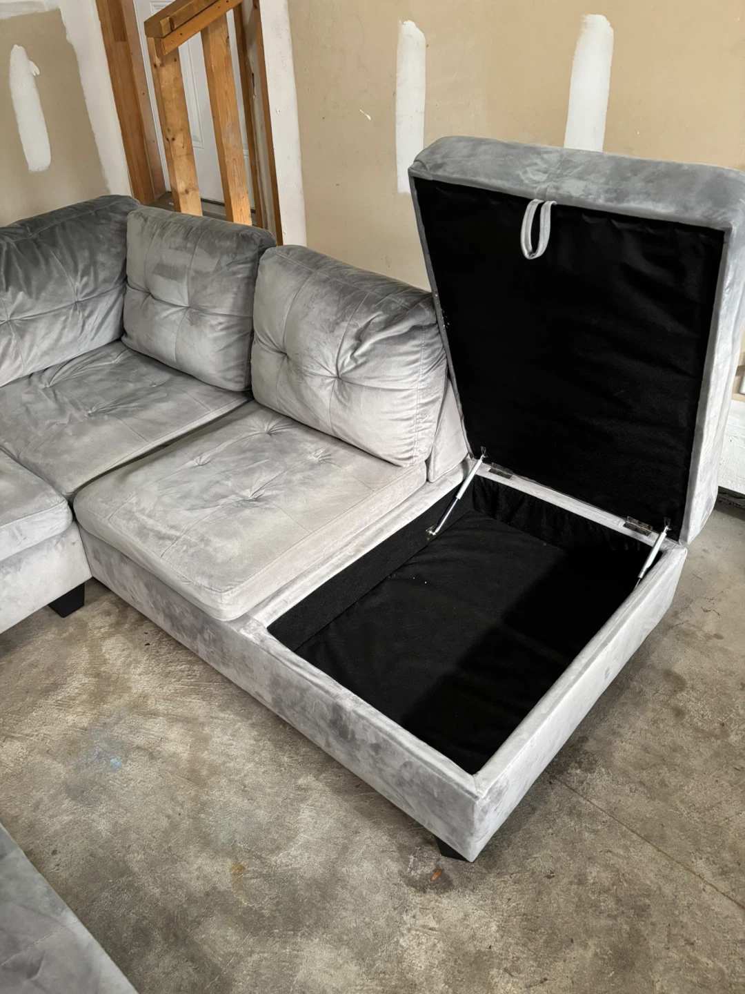 Grey Sectional Sofa with Storage Ottoman - photo 4