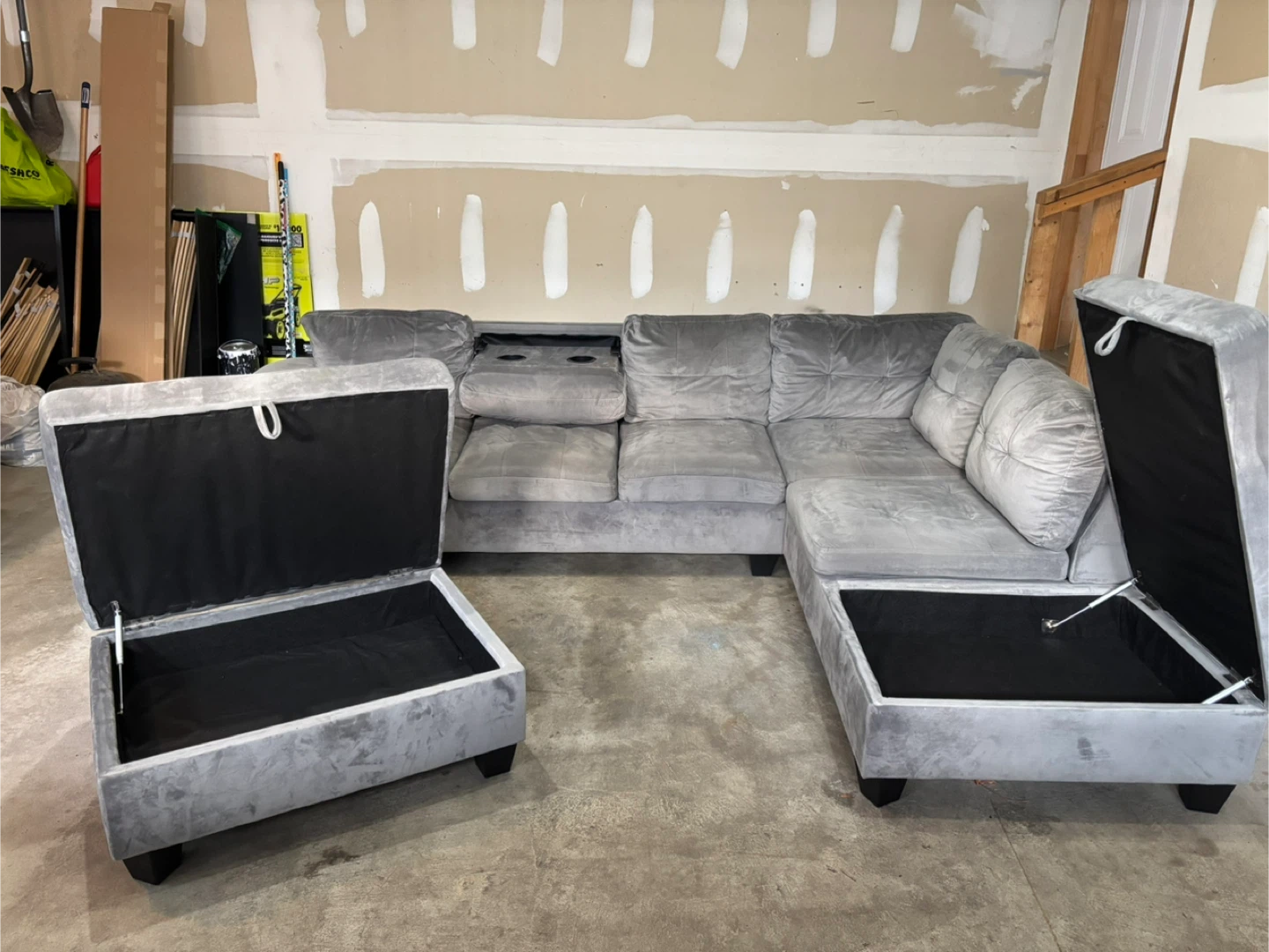 Grey Sectional Sofa with Storage Ottoman - photo 3