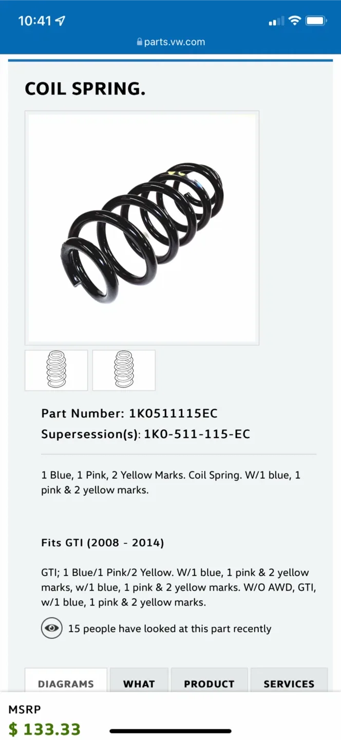 VW GTI Coil Spring - 1K0511115EC image indicator(2)