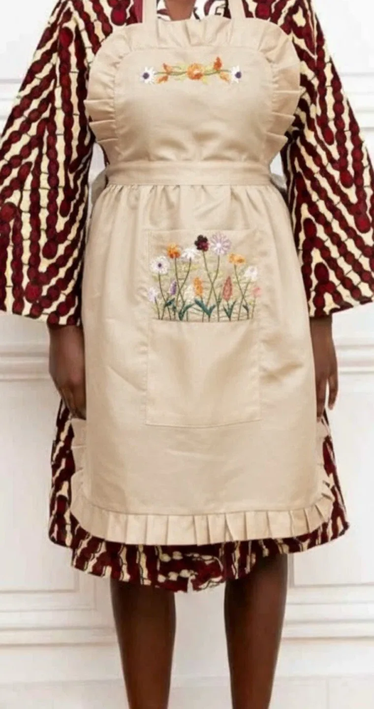 Floral Embroidered Apron thumbnail