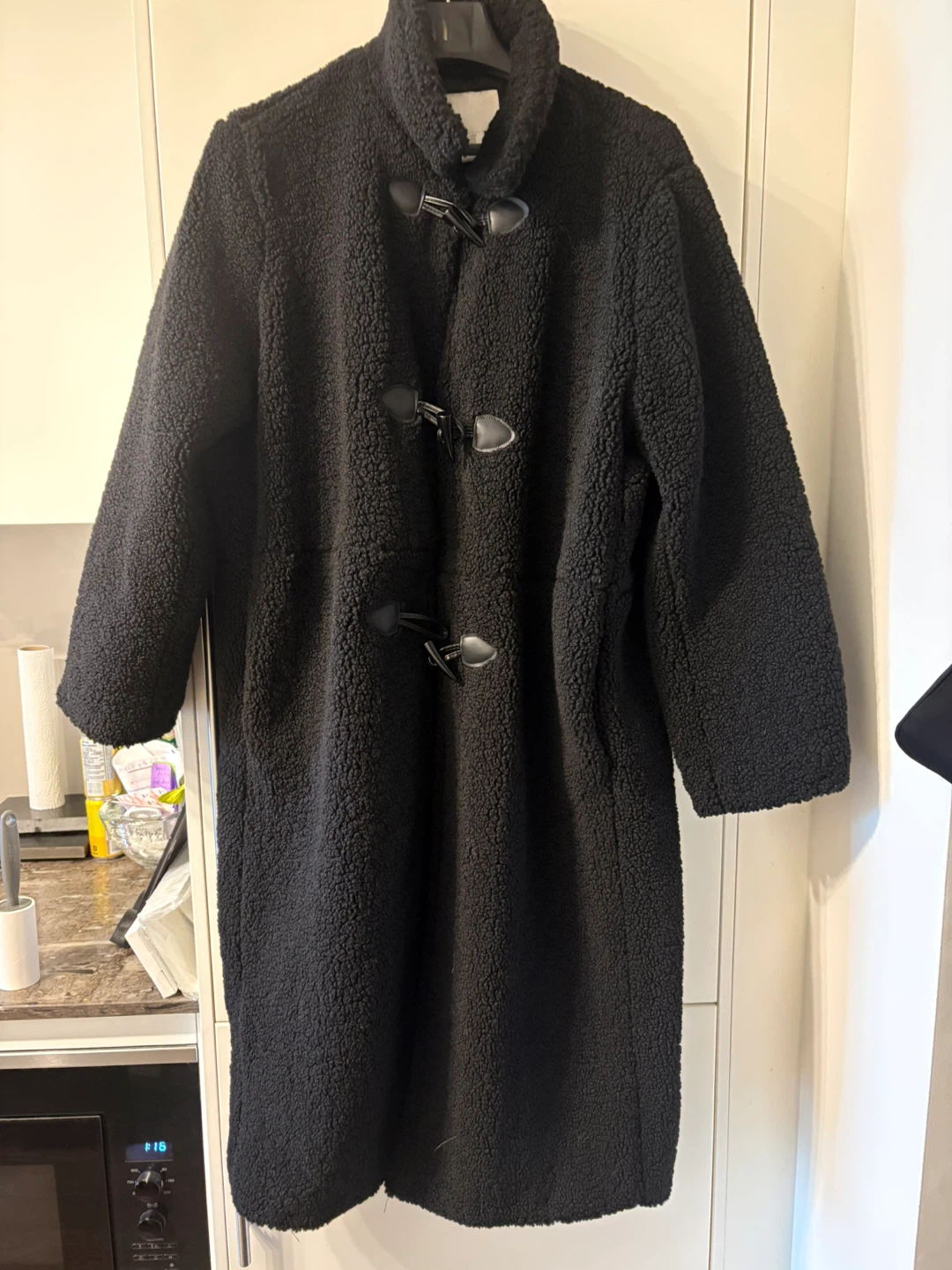 H&M Black Teddy Coat - Size M