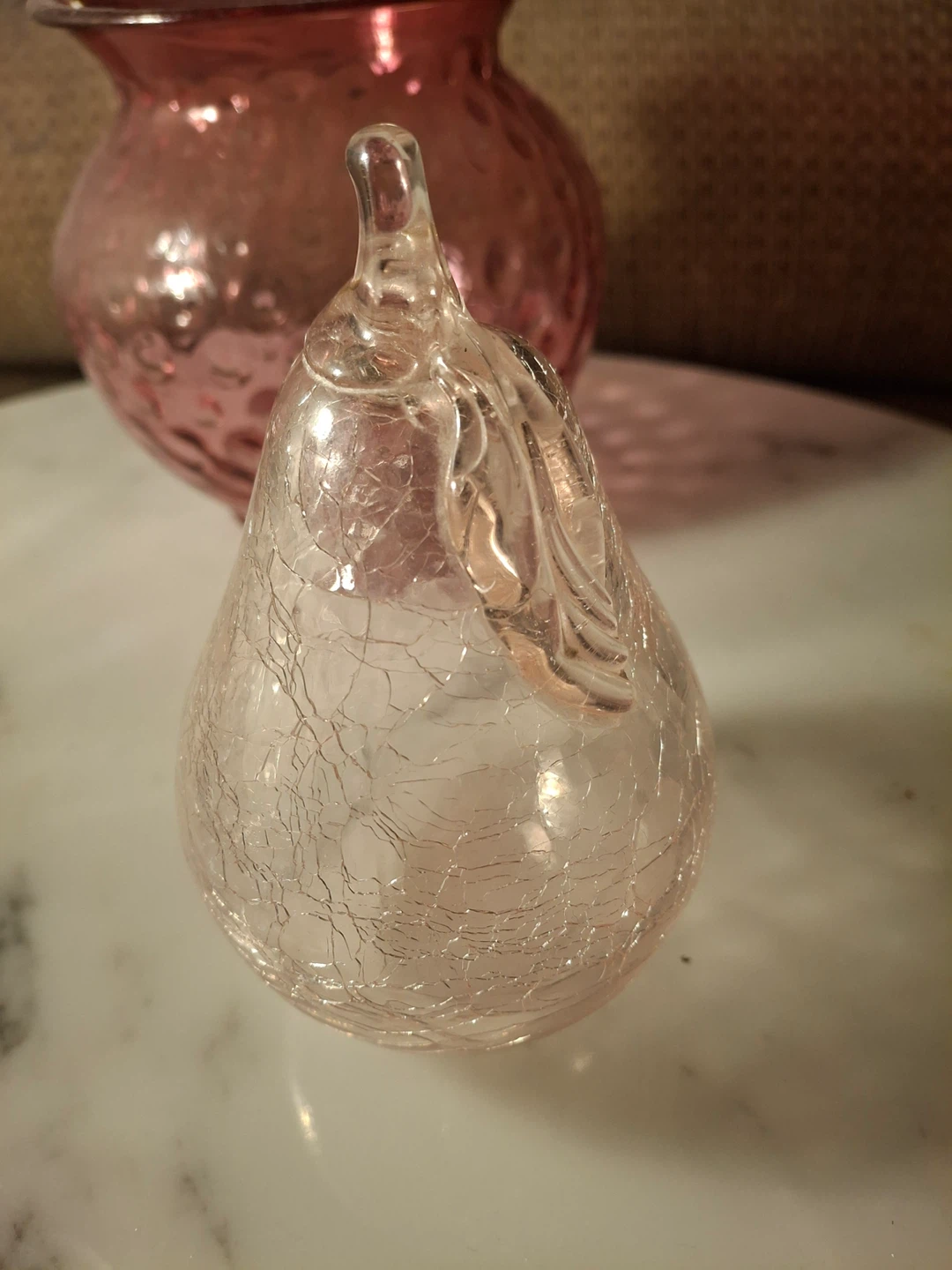 Decorative crackle glass pear