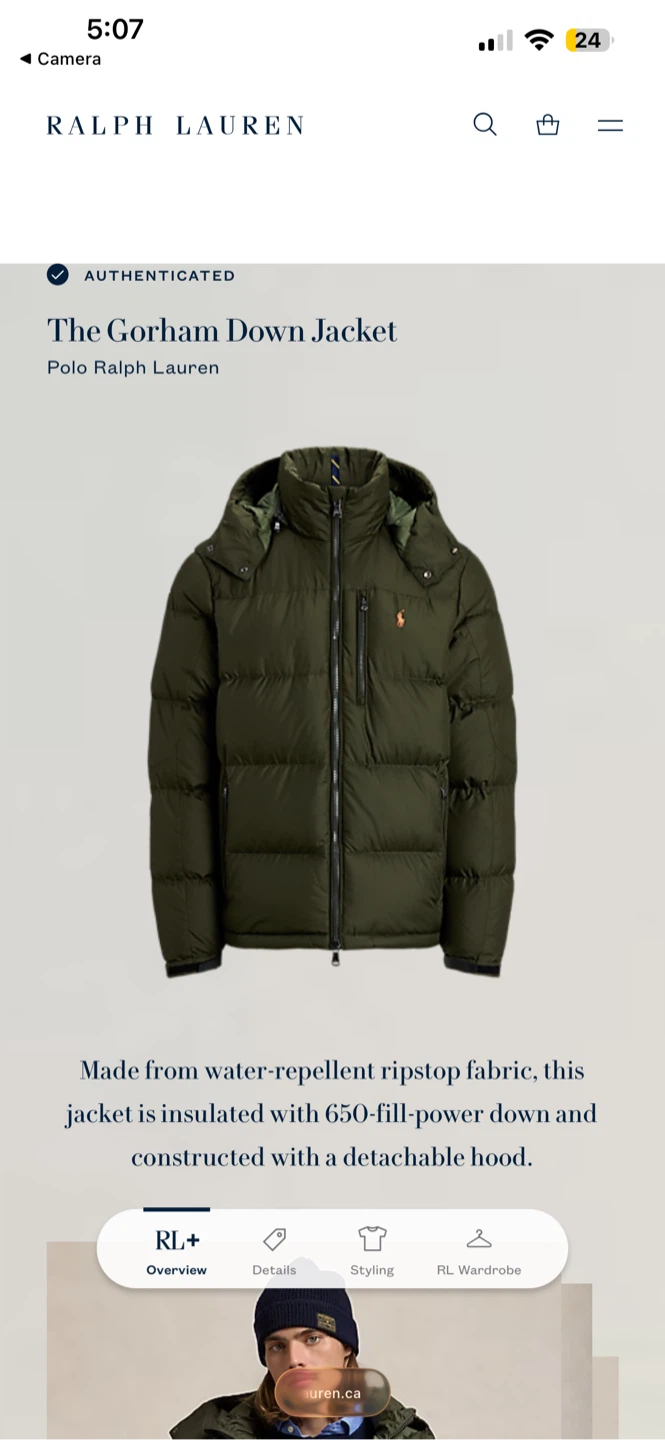 Polo Ralph Lauren Gorham Down Jacket size large