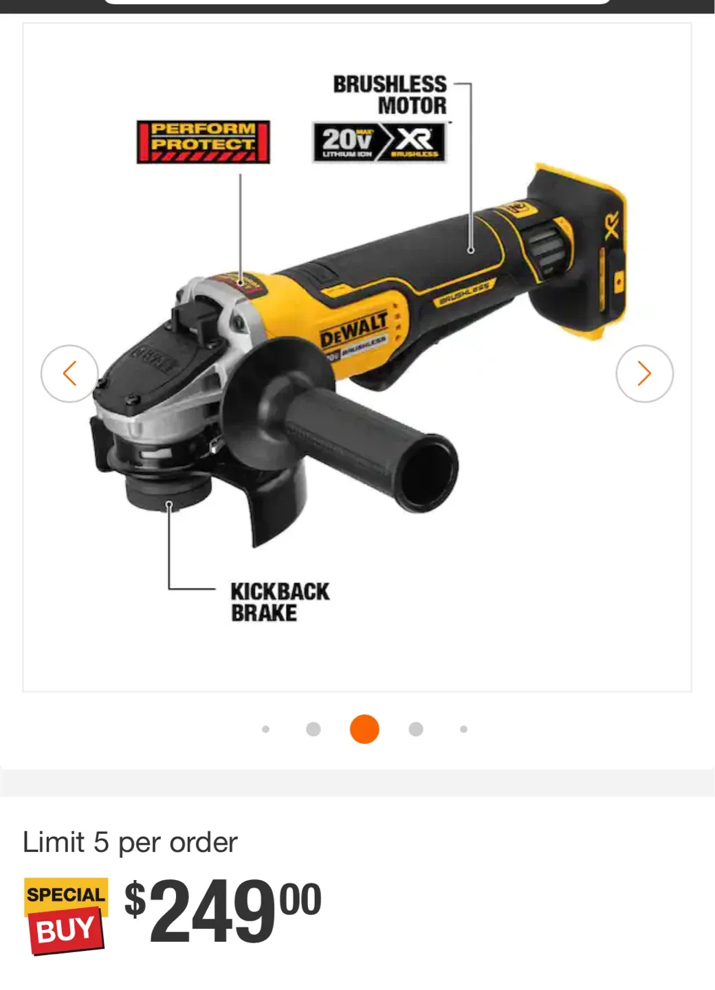 DeWalt 4.5" Angle Grinder w/ Brake (Tool Only) image indicator(3)