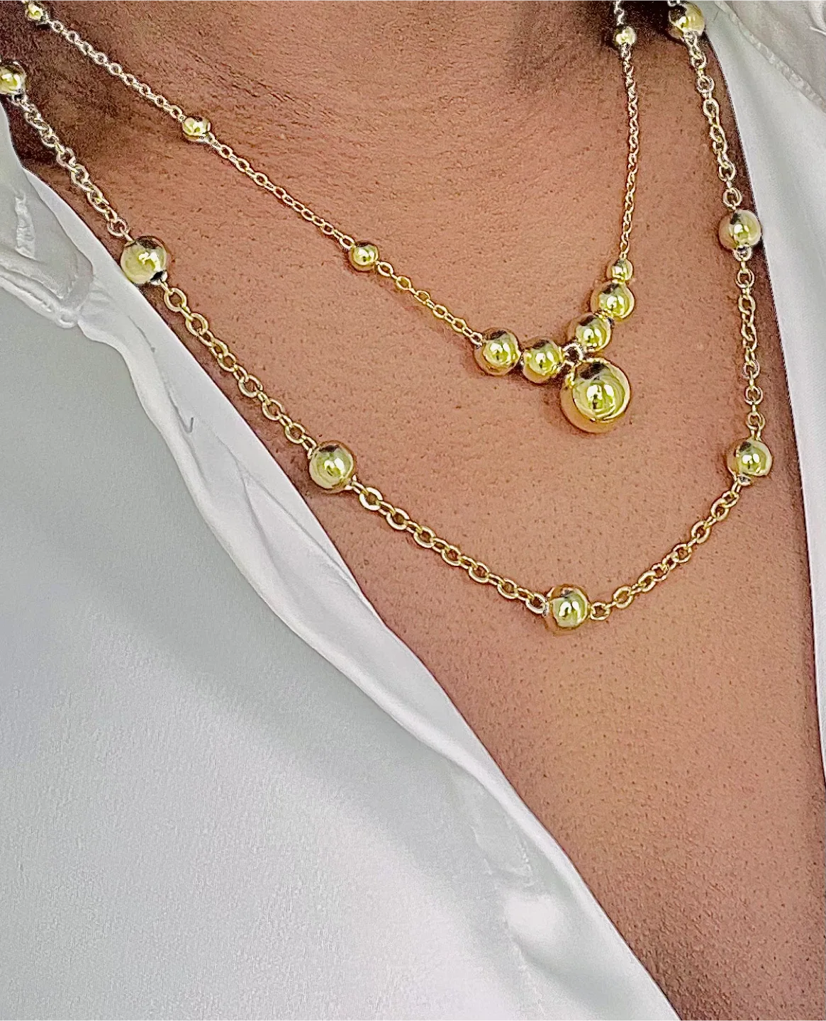 Gold Layered Ball Necklace image indicator(2)