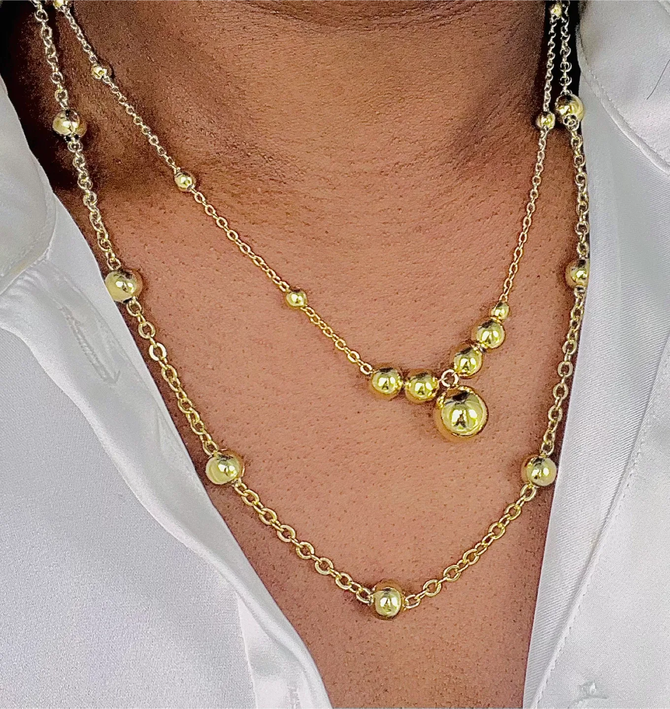 Gold Layered Ball Necklace image indicator(3)