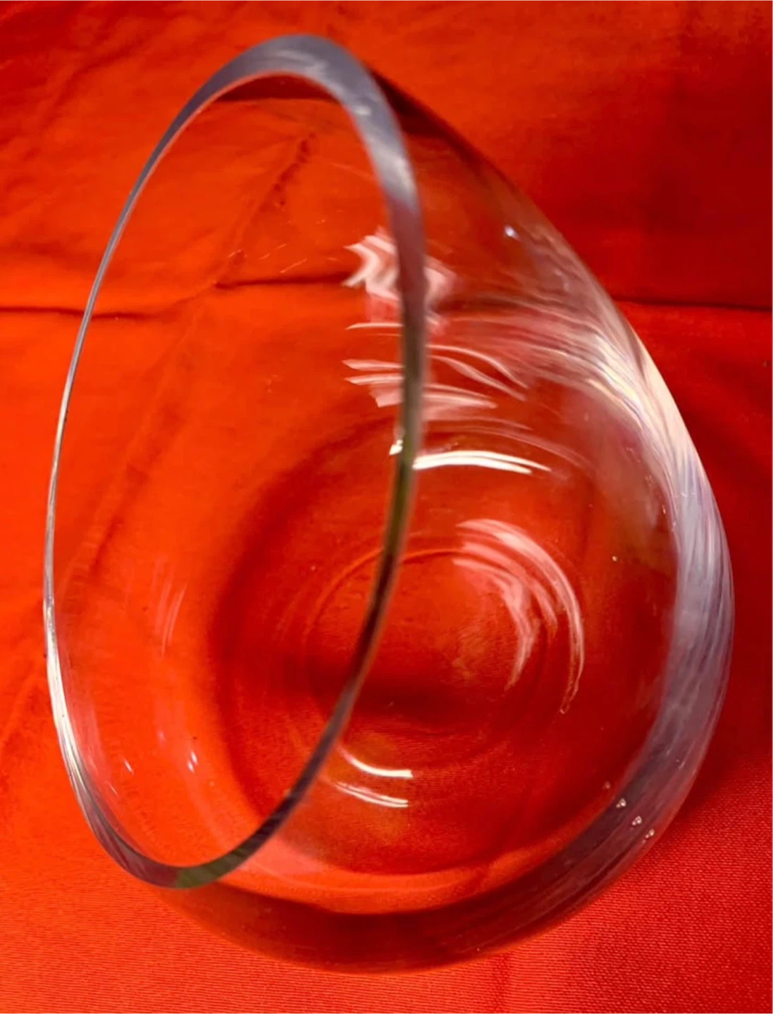 Vase glass thick, beveled, cut for terrarium