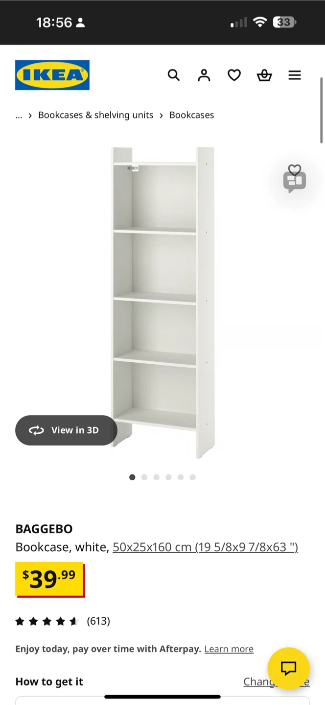 IKEA BAGGEBO White Bookcase - 50x25x160 cm