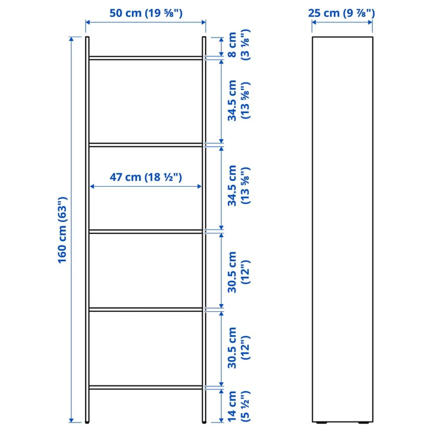 IKEA BAGGEBO White Bookcase - 50x25x160 cm image indicator(5)