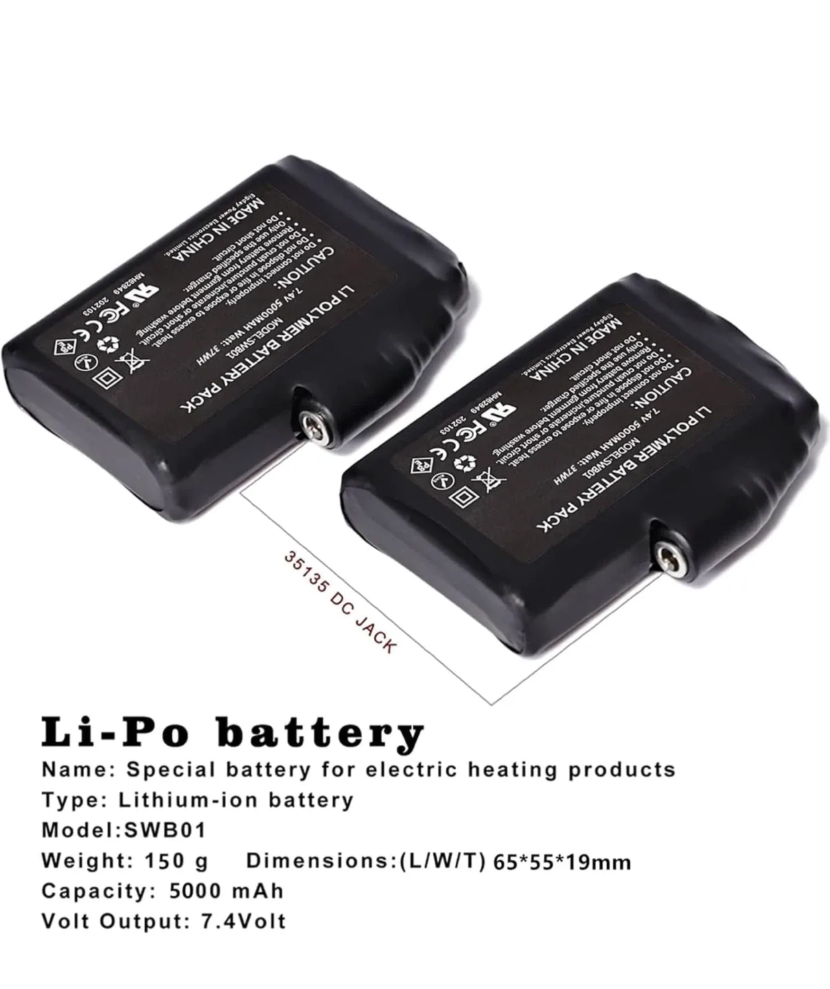 Li Polymer Battery Pack 7.4V 5000mAh 37Wh image indicator(3)