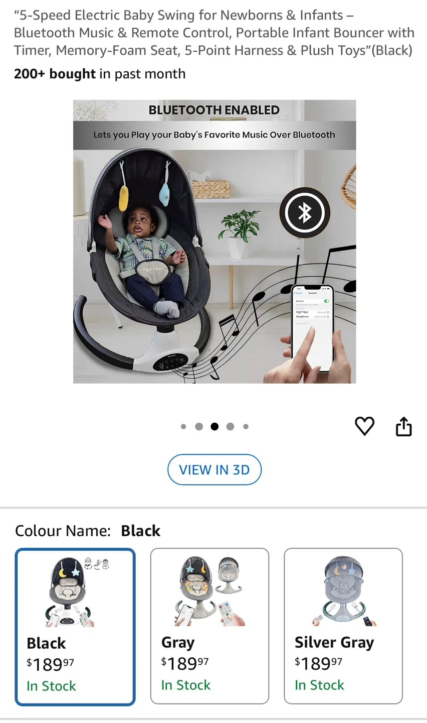 New- Electric Baby Swing - photo 4