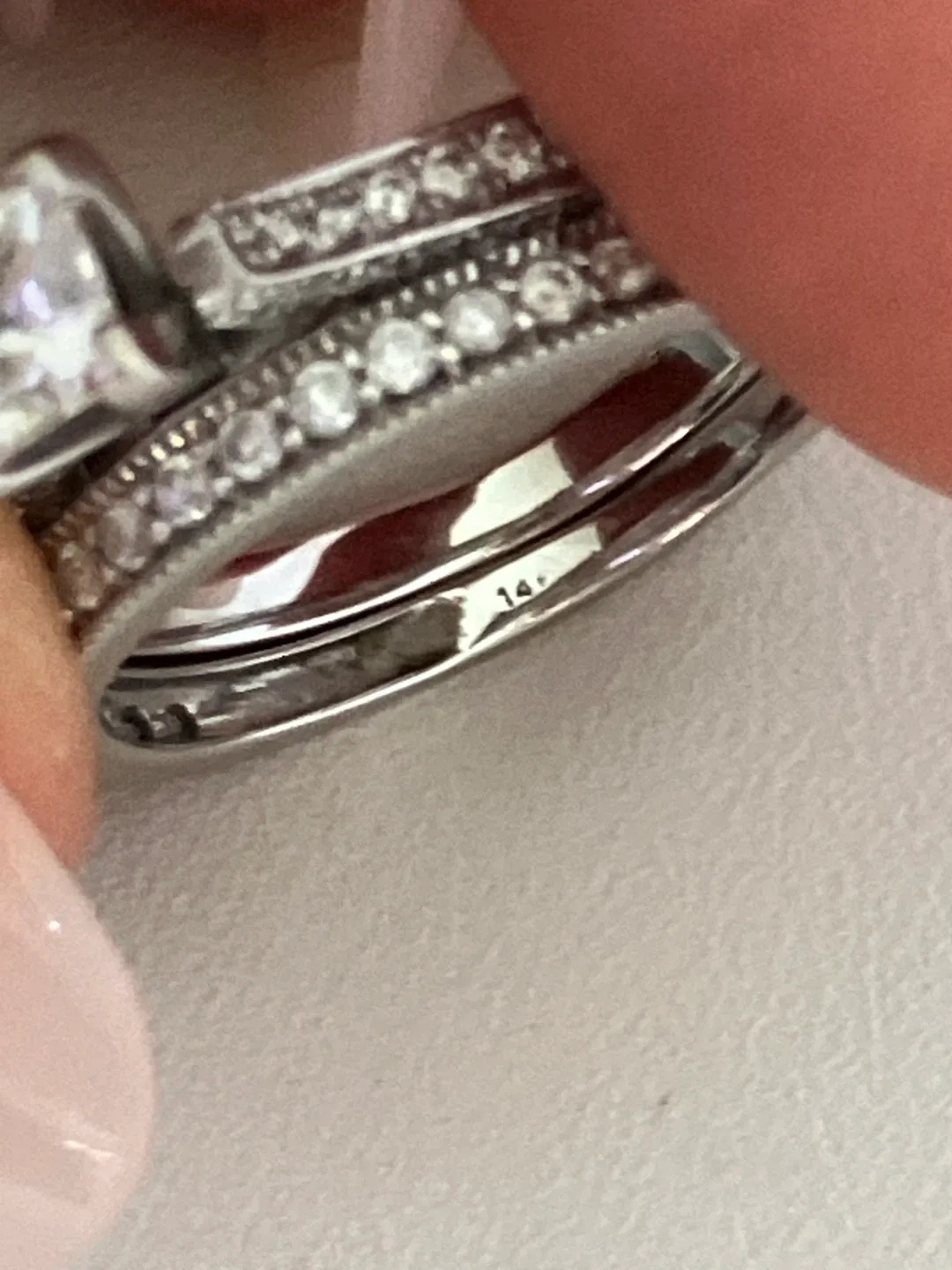 14k white gold & Real Diamond Wedding Ring Set image indicator(6)