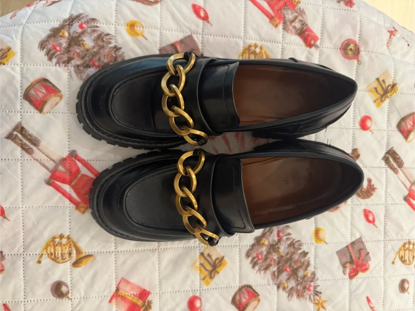 Black Loafers with Gold Chain Detail image indicator(2)