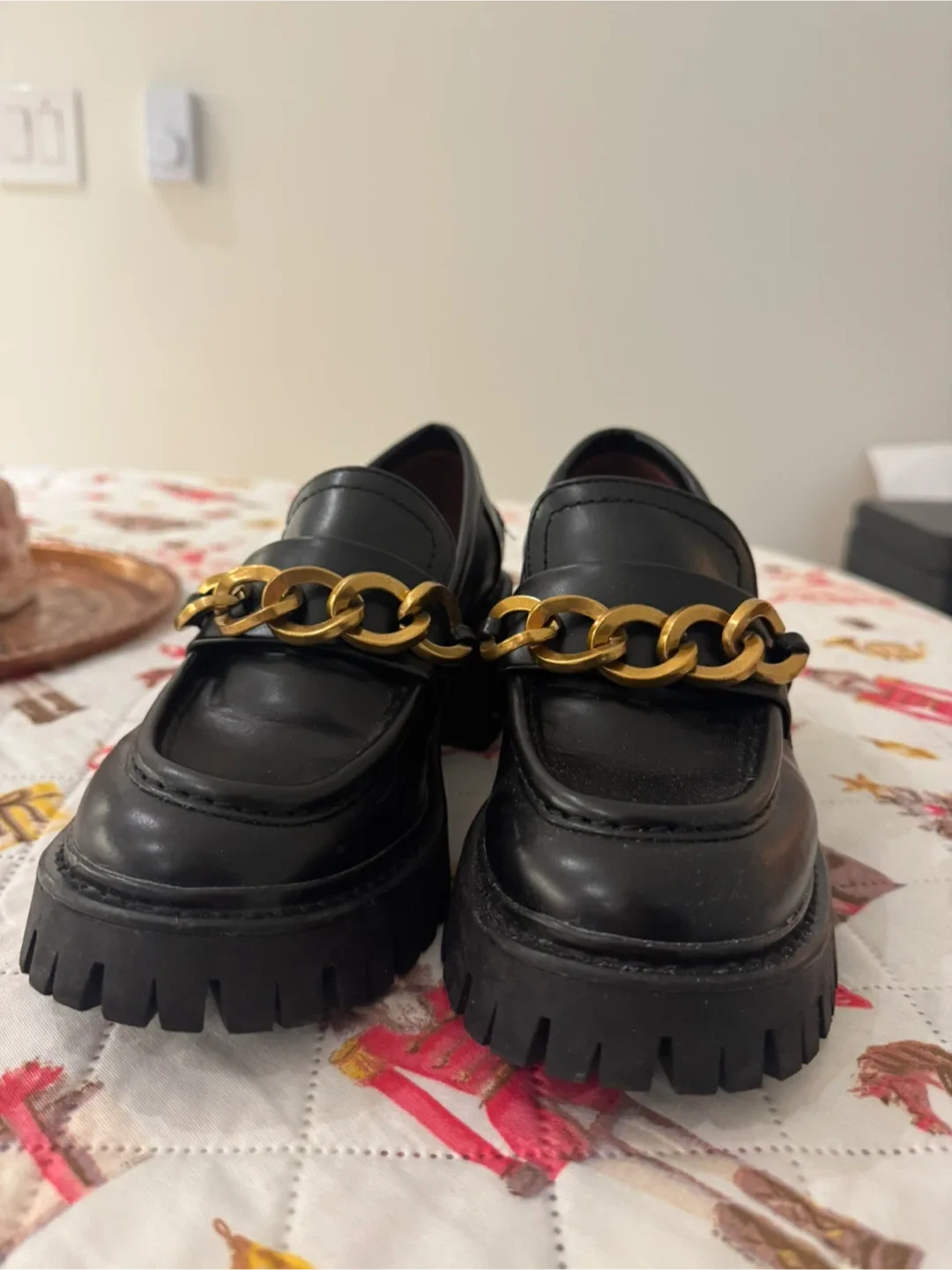 Black Loafers with Gold Chain Detail image indicator(3)