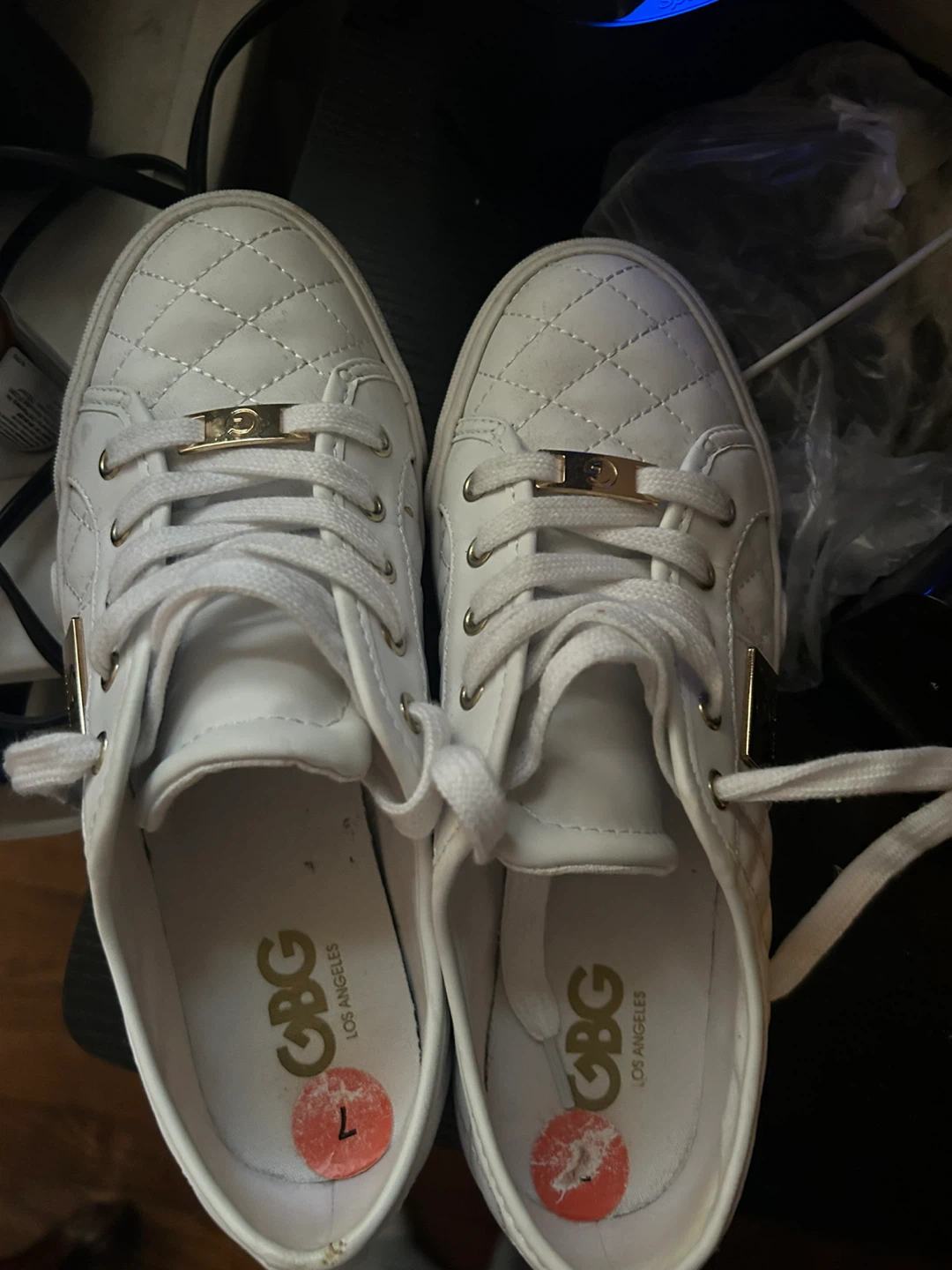 G by Guess White Quilted Sneakers - Size 7