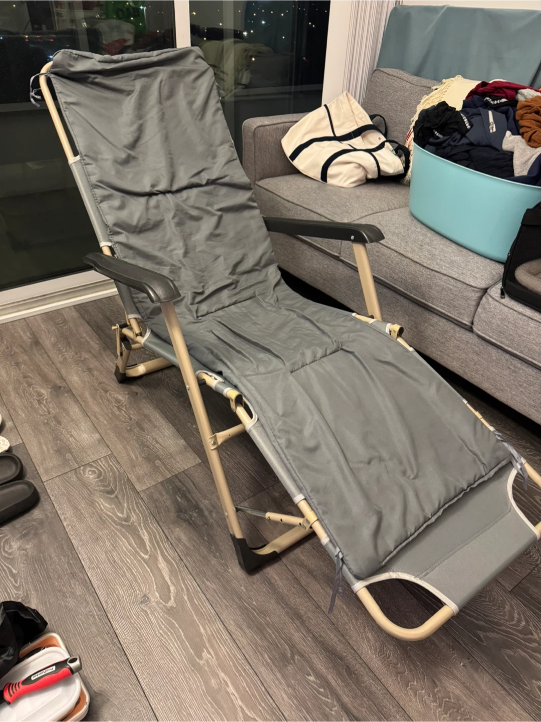 Grey Folding Reclining Chair