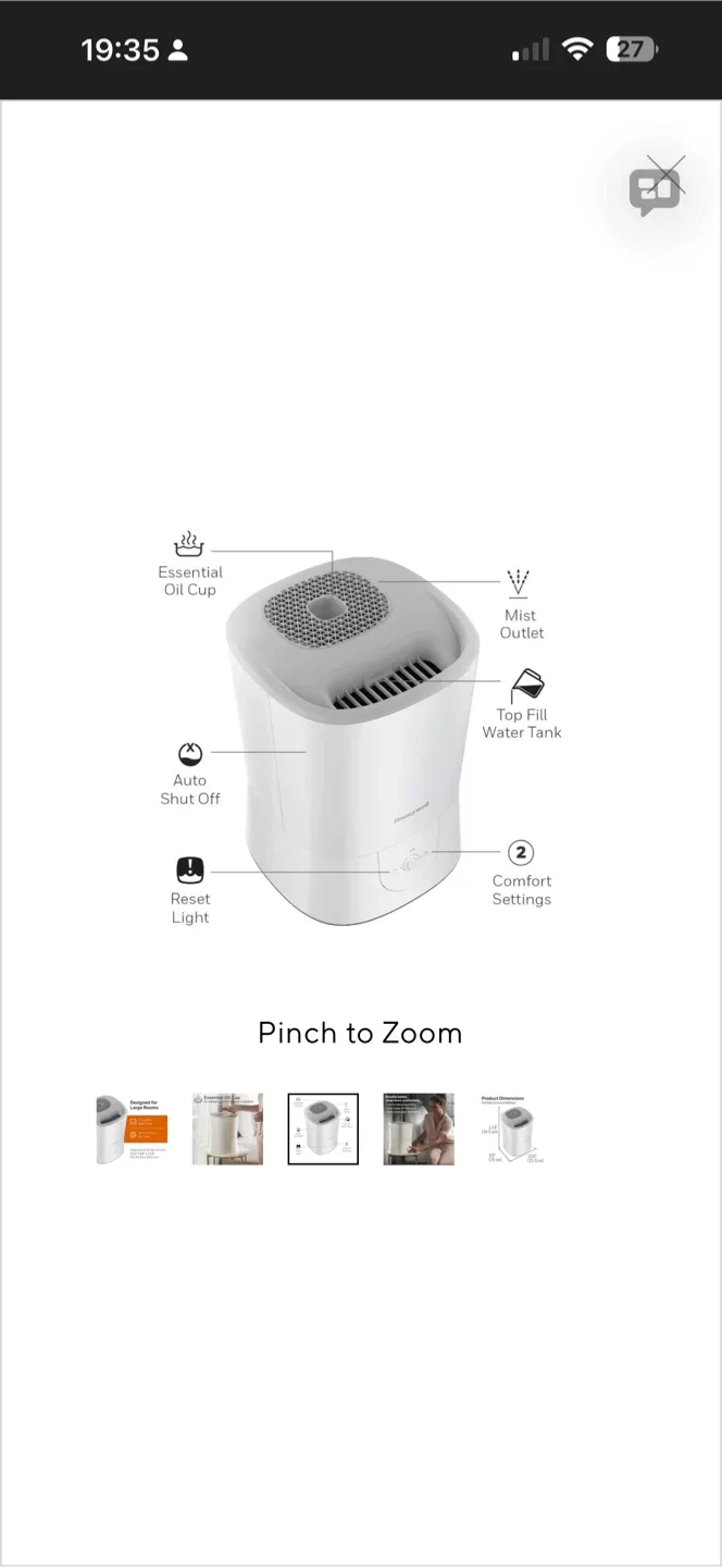 Honeywell HWM440WC Warm Mist Humidifier - Easy Top Fill image indicator(5)