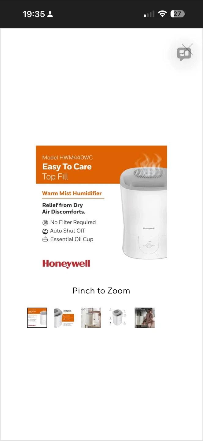 Honeywell HWM440WC Warm Mist Humidifier - Easy Top Fill image indicator(3)
