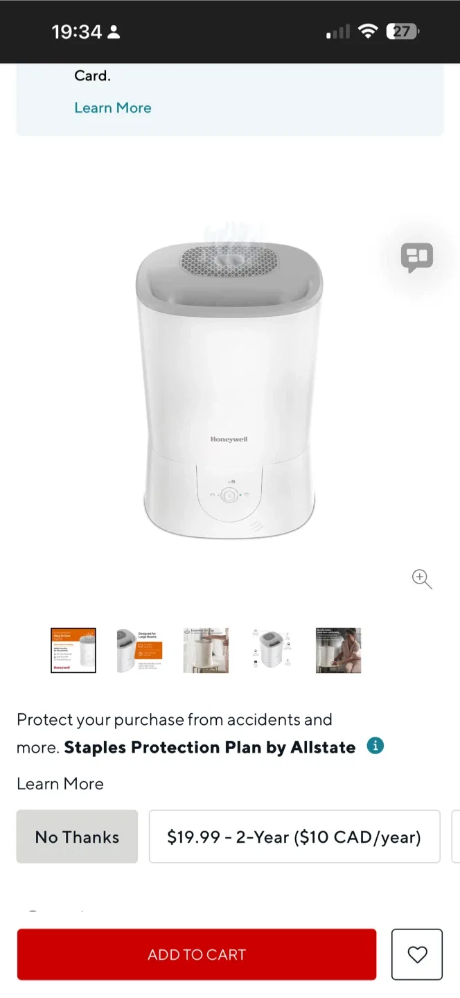 Honeywell HWM440WC Warm Mist Humidifier - Easy Top Fill image indicator(2)