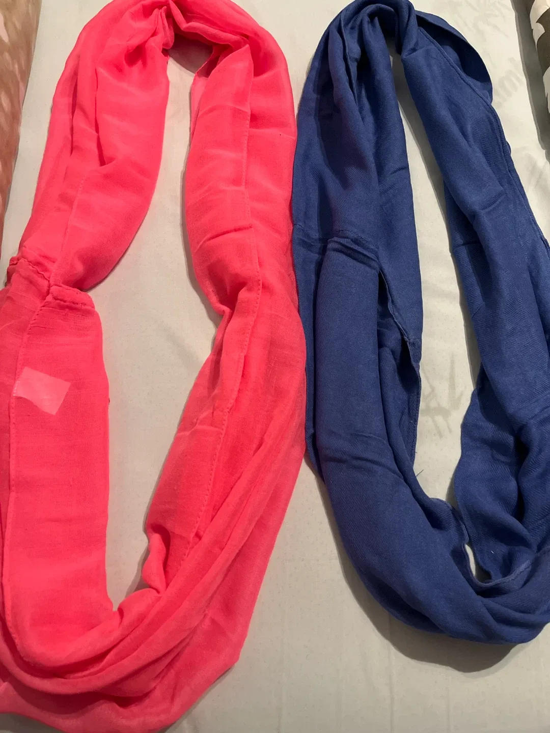 Two Infinity Scarves - Pink & Blue thumbnail