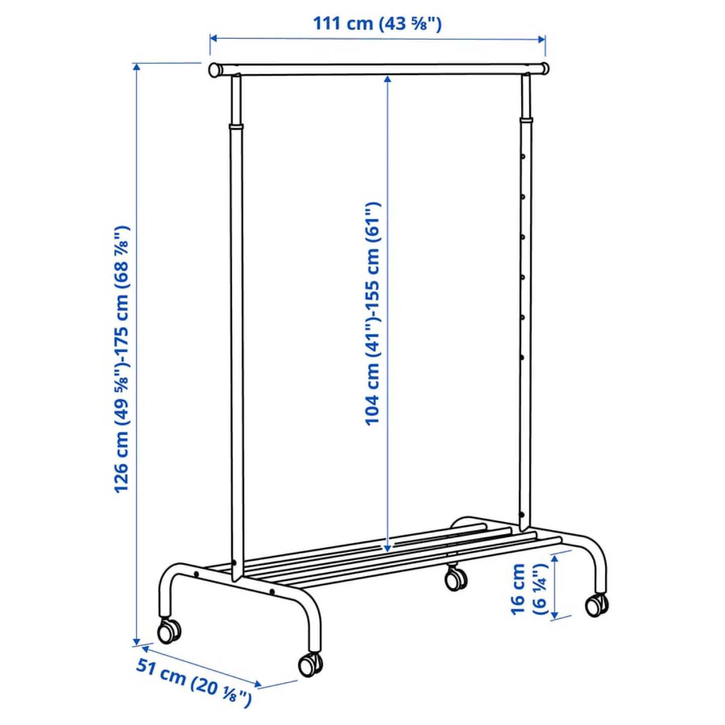 IKEA White Clothes Rack with Wheels - photo 4