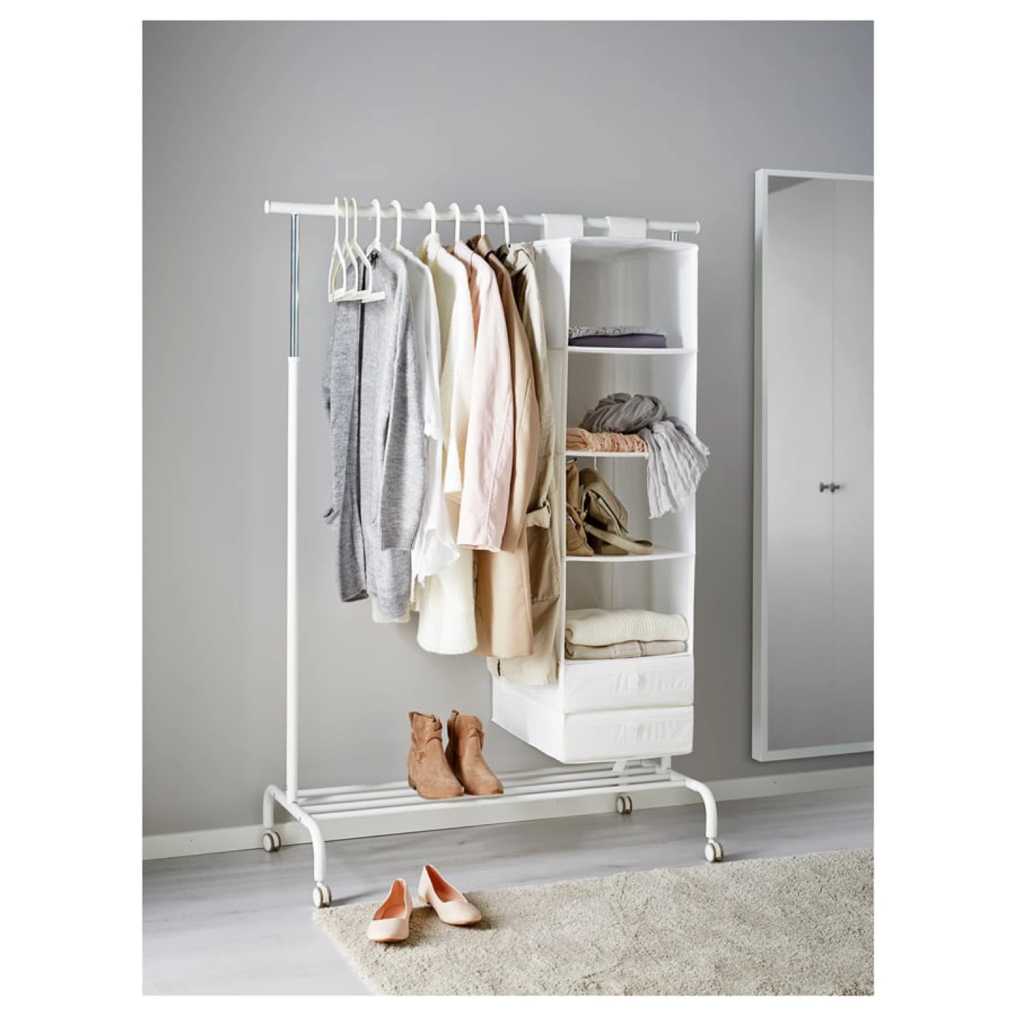 IKEA White Clothes Rack with Wheels - photo 2
