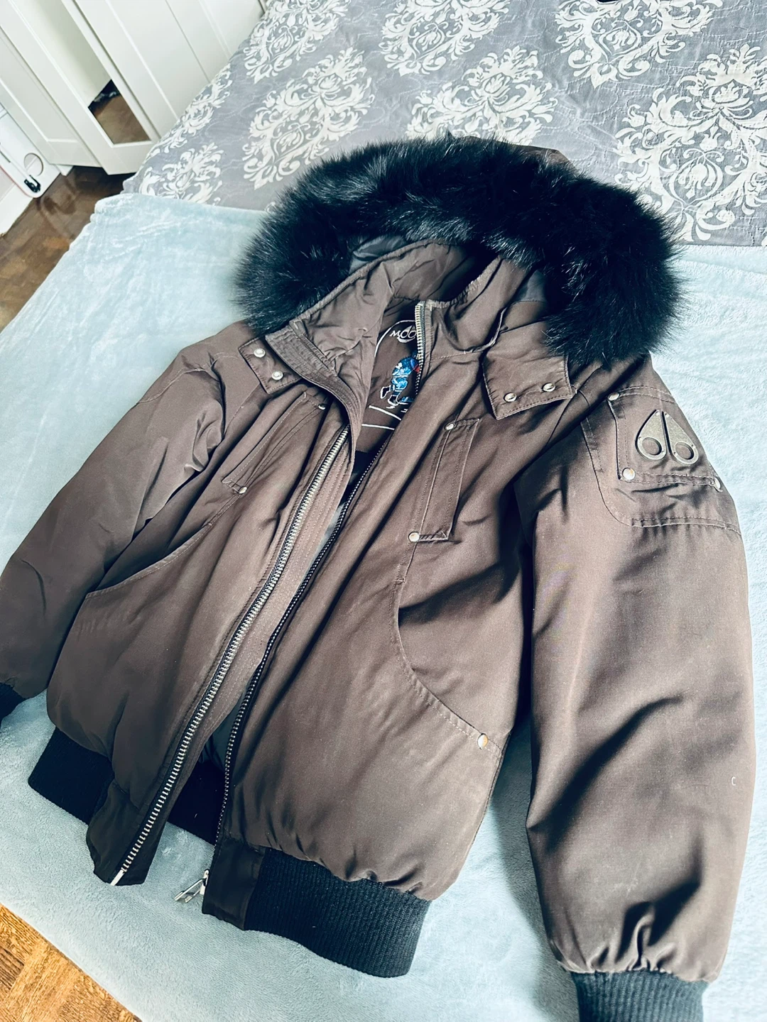Moose Knuckles Bomber Jacket - Brown, Size M