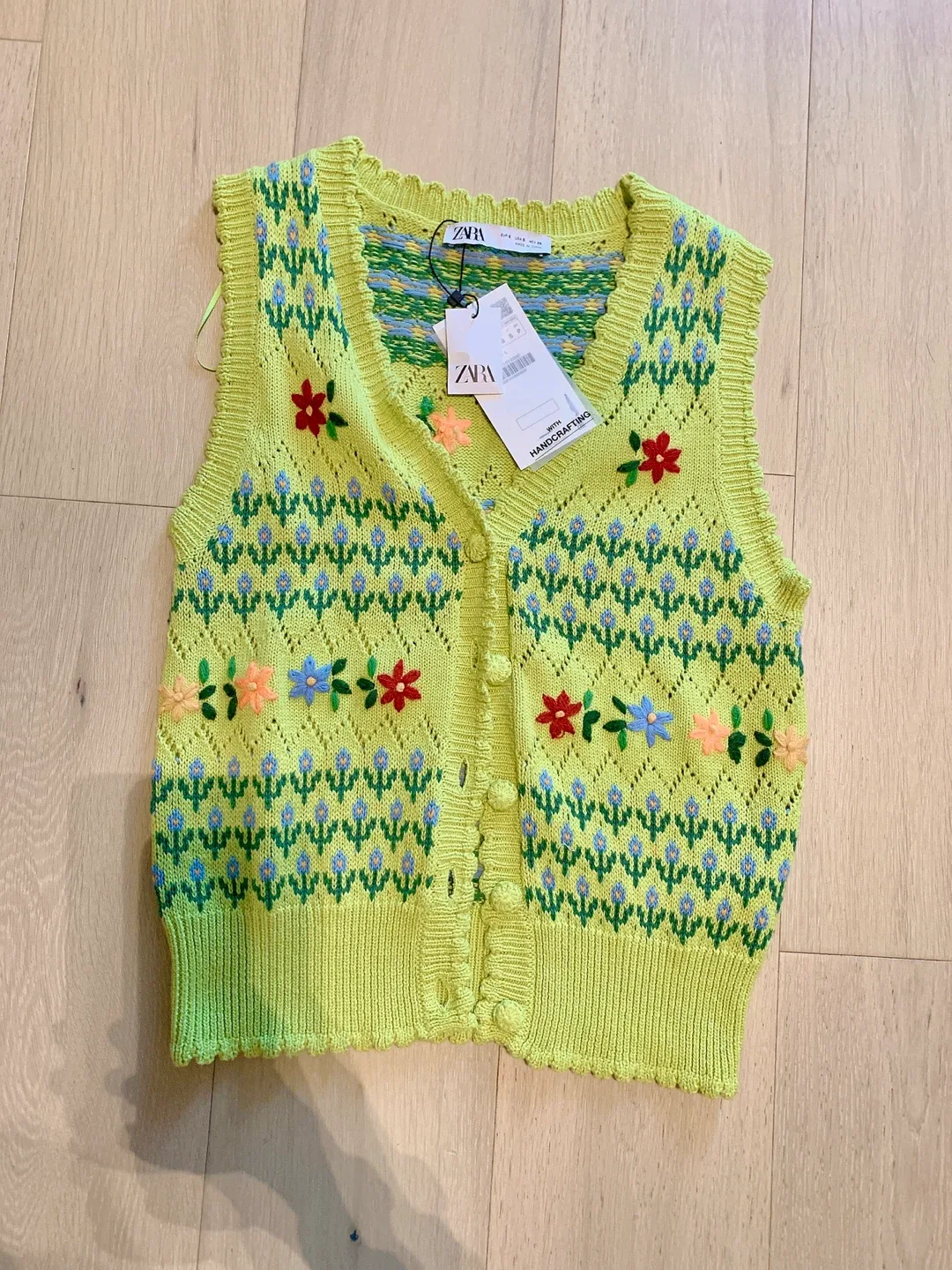 New Zara Knit Floral Vest - Size S thumbnail