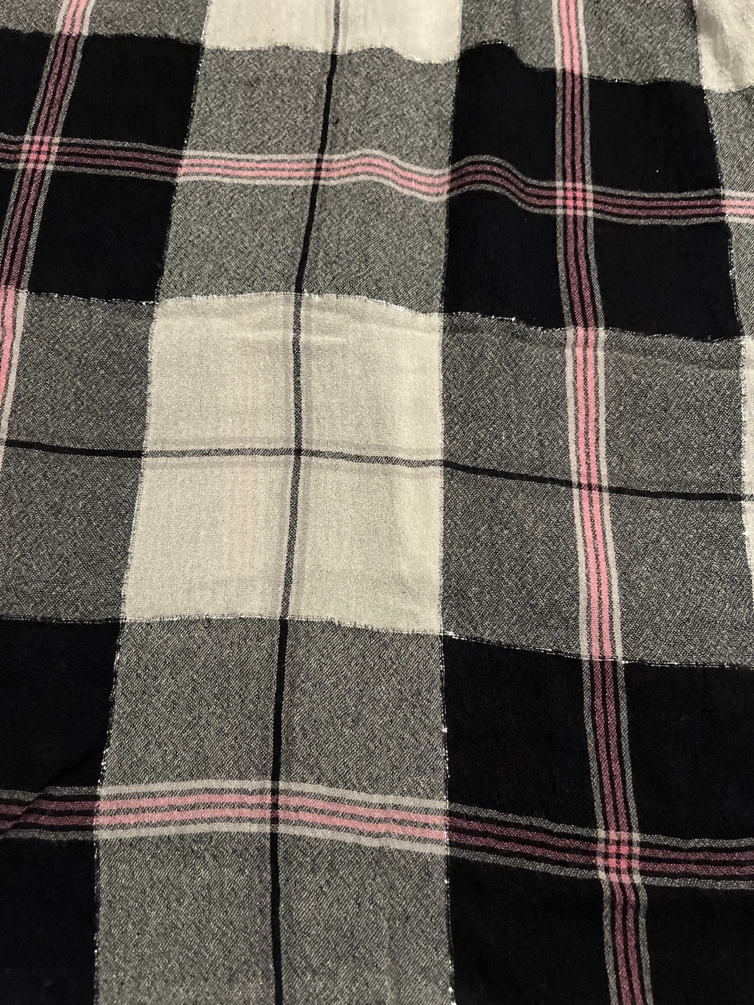 Plaid Scarf - Black, White, and Pink - photo 2