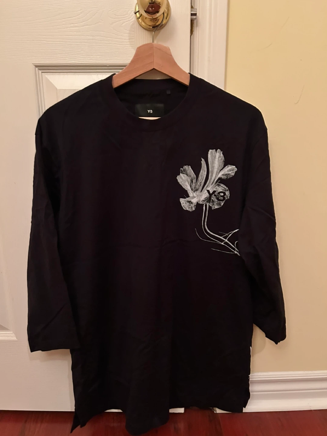 Y-3 Black Floral Long Sleeve - Size M/M - photo 2