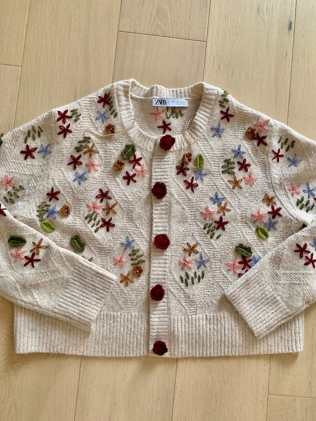 New Zara Embroidered Knit Cardigan - Size S thumbnail
