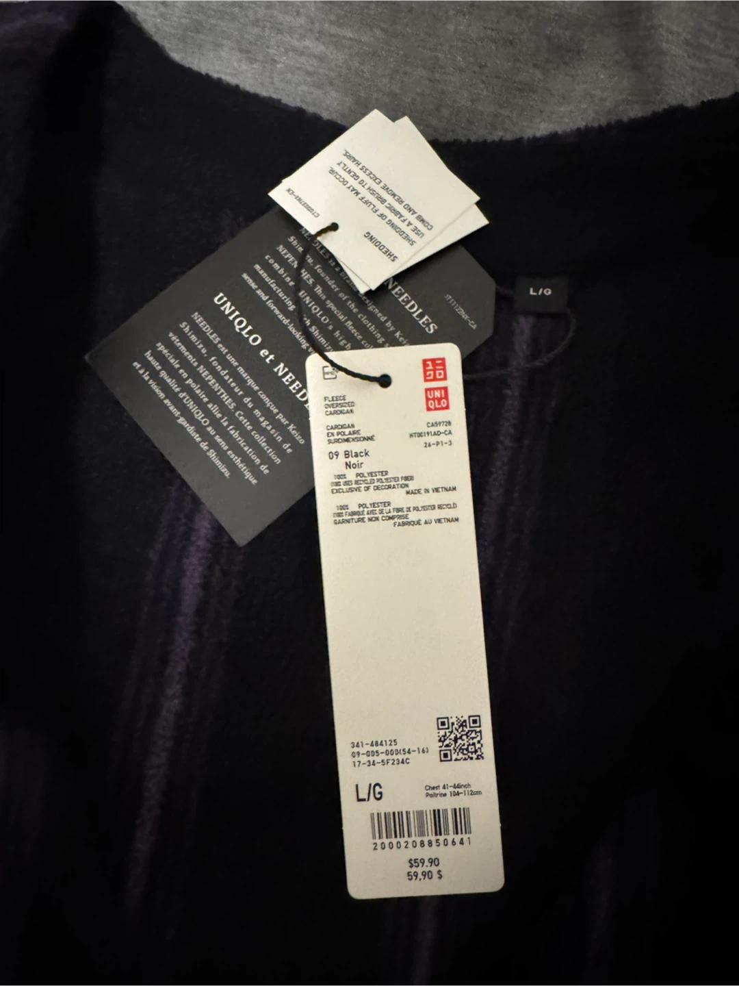 Uniqlo x Needles Cardigan - Black, Size L - photo 2