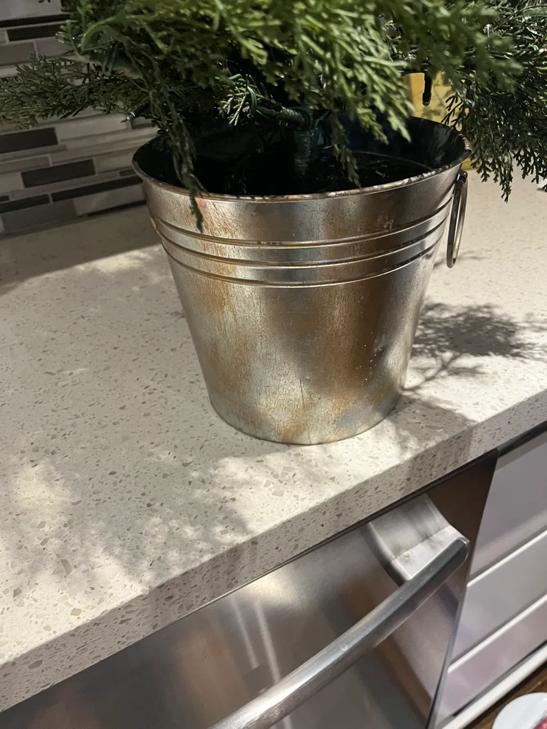 Farm Fresh Greens Faux Cedar Tree in Metal Bucket image indicator(4)