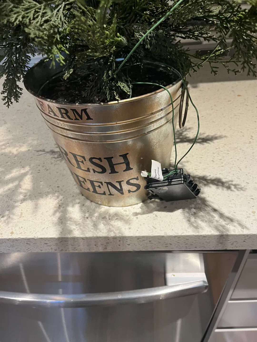 Farm Fresh Greens Faux Cedar Tree in Metal Bucket image indicator(7)