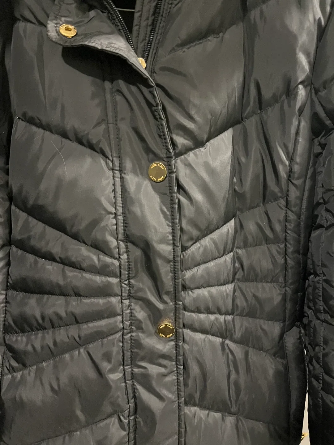Anne Klein Black Puffer Coat - Size L image indicator(3)