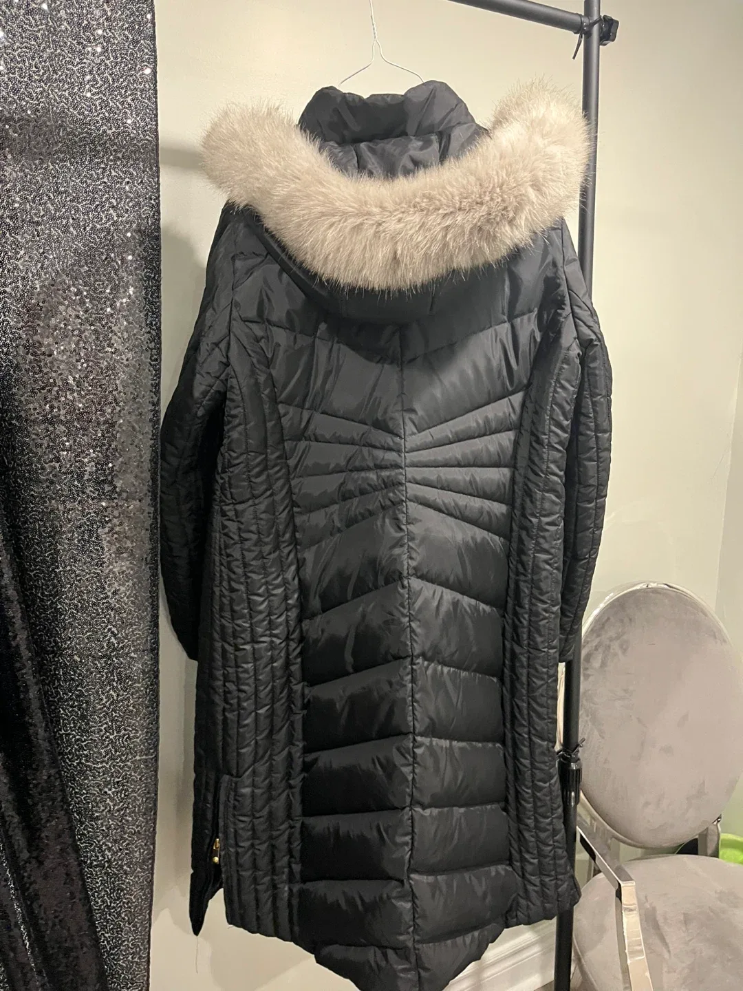 Anne Klein Black Puffer Coat - Size L image indicator(6)