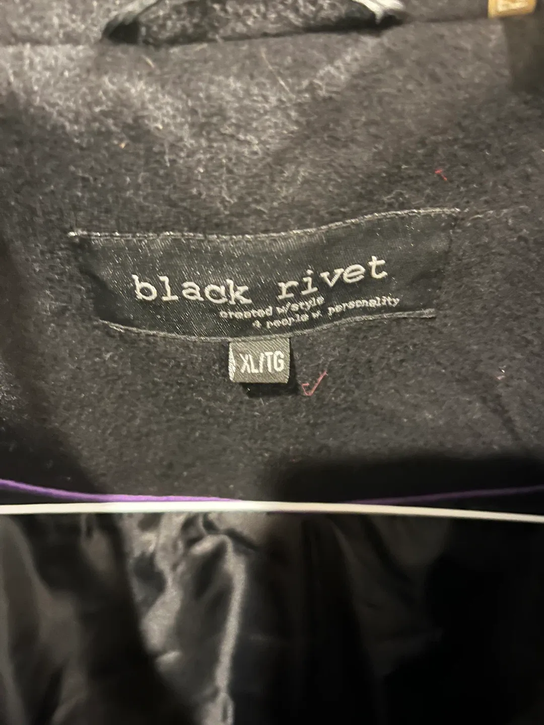 Black Rivet XL Black Wool Blend Coat image indicator(3)