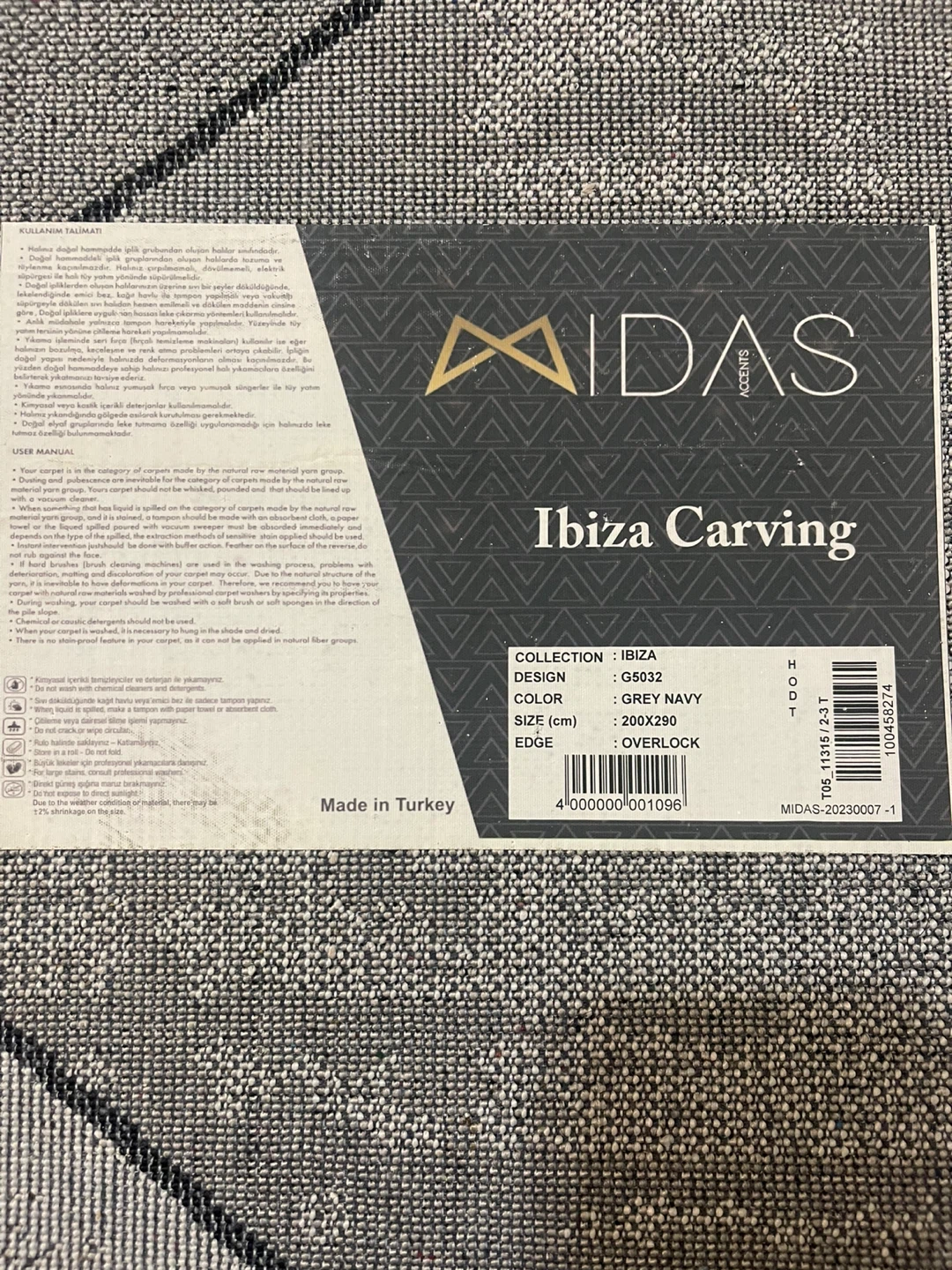 IDAS Ibiza Carving Grey Navy Rug (200x290cm) - photo 5