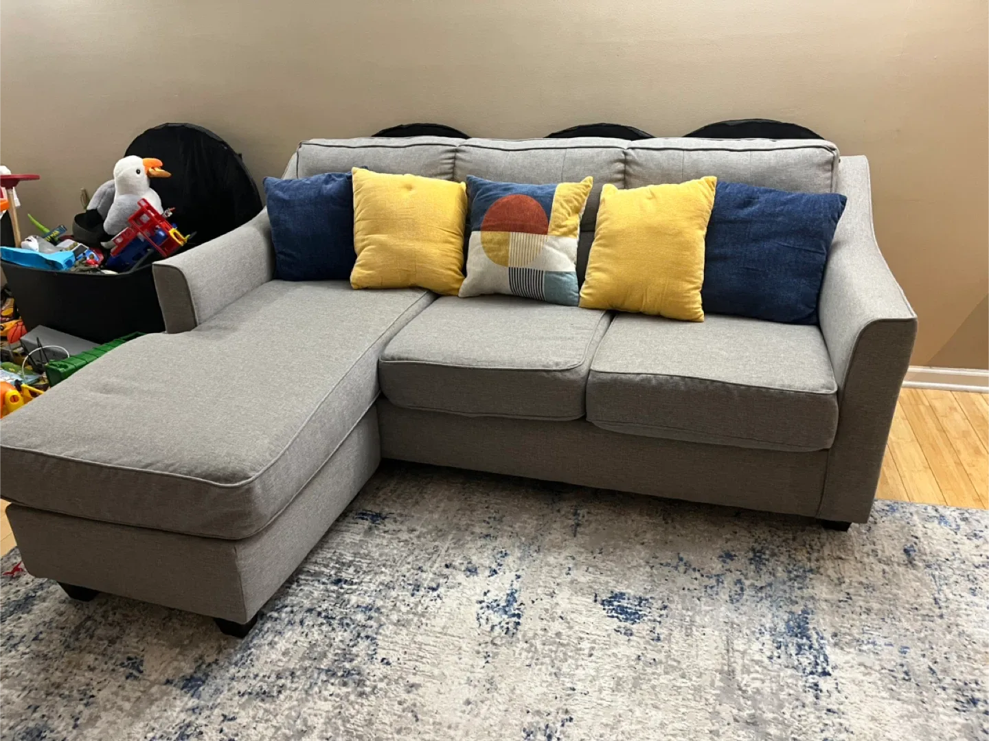 Gray Sectional Sofa with Chaise Lounge