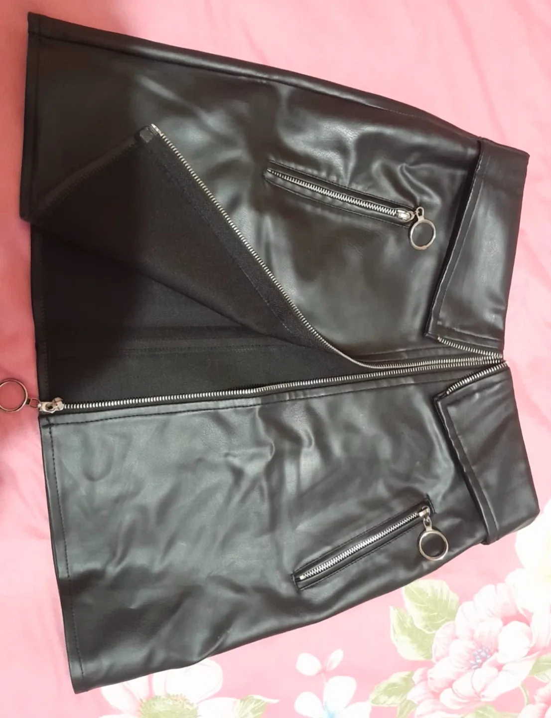 Emottos Black Faux Leather Mini Skirt image indicator(5)