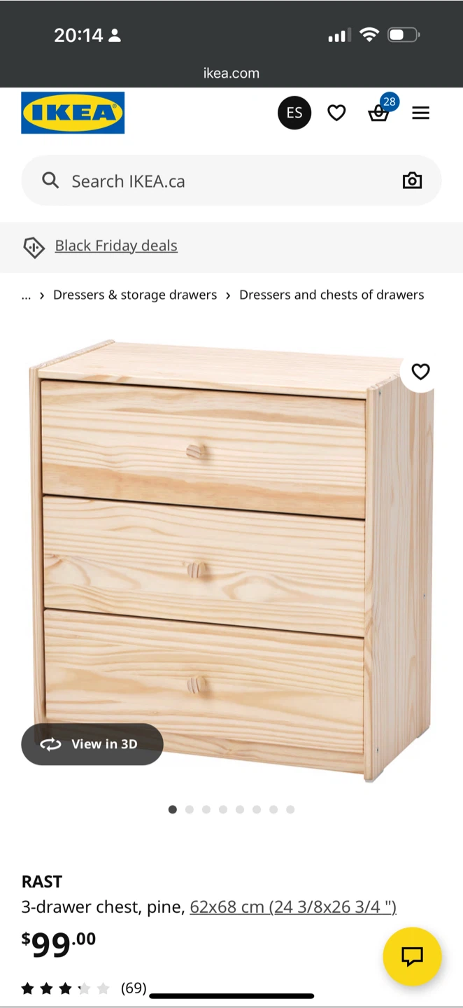 IKEA RAST Black 3-Drawer Chest - photo 5